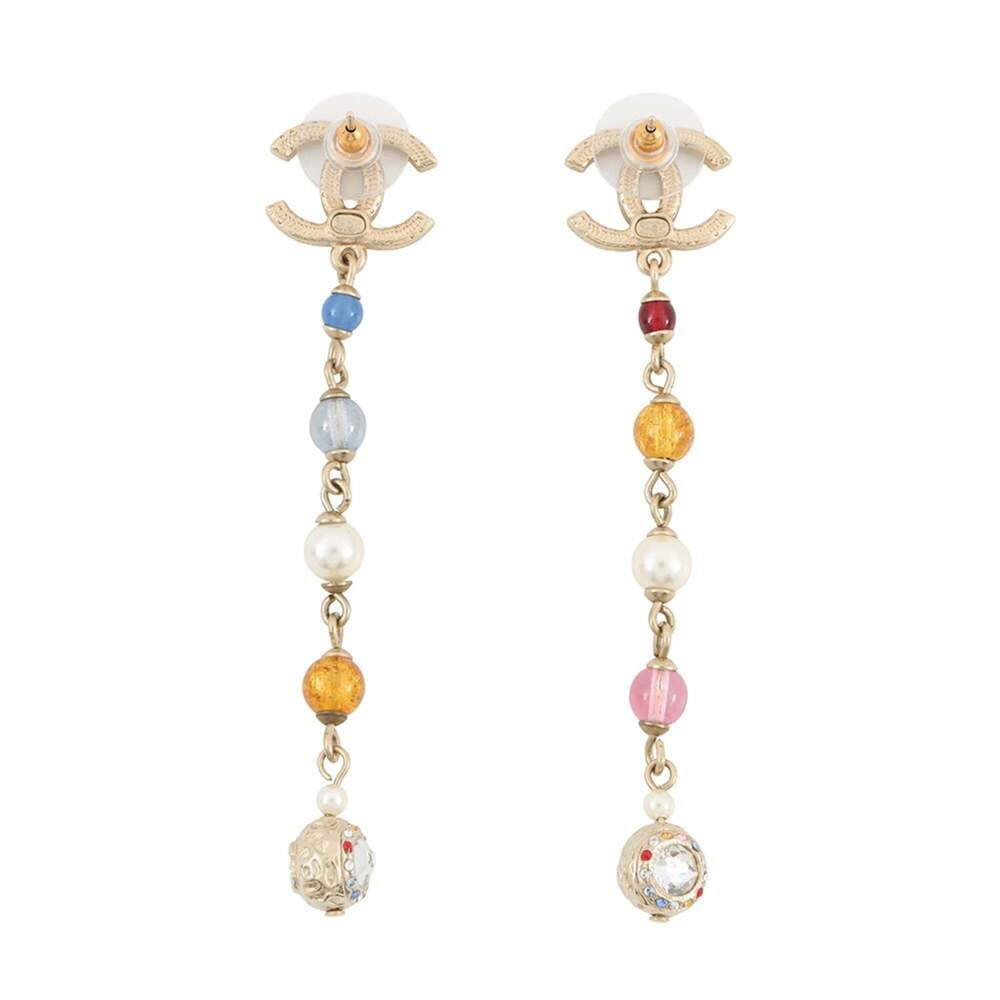 CHANEL Authentic Gold Pearl Logo Earrings - Picture 3 of 8